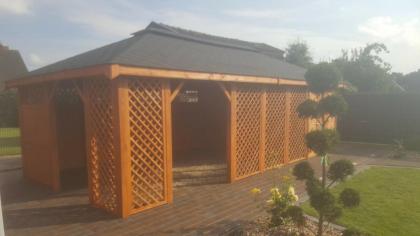 HANOVER HOLZHAUS MIT GARTENHAUS 2in1 HOLZSCHUPPEN WERKZEUGSHAUS KIEFERNHOLZ 7x4m