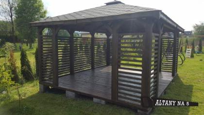 Gartenhaus 5m x 4m Gartenlaube Klebedach mit Holz Pavillon Holzarchitektur