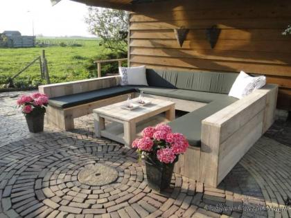 Extravagante Bauholz U-Loungebank Unna bei www.exklusivdutchdesign.de