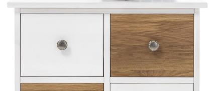 Kommode Sven 8 Schubkästen Kiefer massiv weiß/ Eiche FE-9409