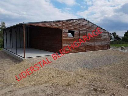 Doppeltgarage Metallgarage Lagerhalle 9x7 m Blech verzinkt Carport aus Stahl