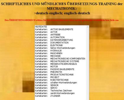 Deutsch-englisch Uebersetzungen: Karteikarten-Vokabeltrainer fuer Elektroberufe