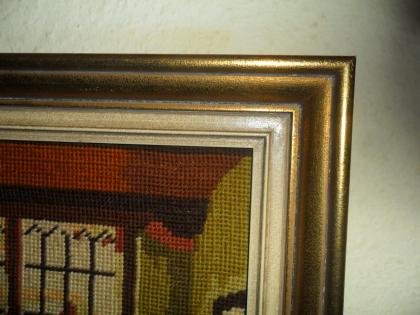 4 Wunderschöne Gobelin-Bilder   mit massivem Gold/Nussbaum Rahmen