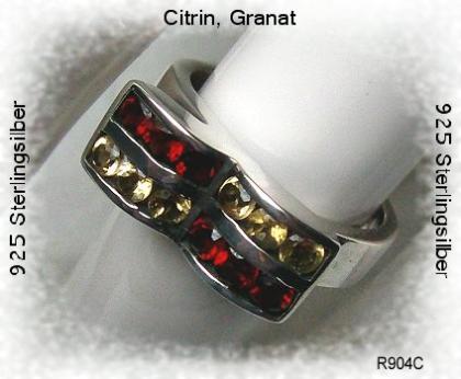 Schmuck, Ring, Citrin und Granat