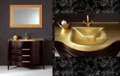 Schwarz-Goldenes Badmöbel