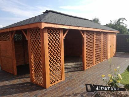 2-ECK GARTENHAUS AUS MASSIVHOLZ HOLZGARTENLAUBE GERÄTESCHUPPEN HANOVER 8x4m