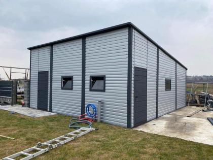 Blechgarage Garage Geräteschupppen 7x7 m verzinkt KFZ Lagerhalle Werkstatt