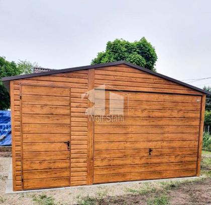  Blechgarage 4,5x5m Metallgarage Fertiggarage Garage nach Maß Holzoptik ID88