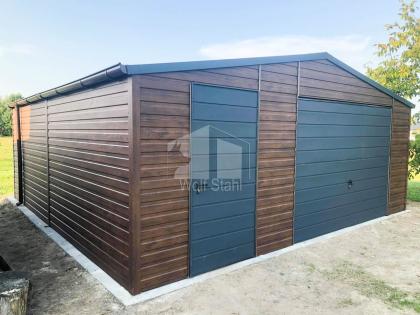 Blechgarage 6x6m Metallgarage Fertiggarage Holzoptik Garage nach Maß GP119