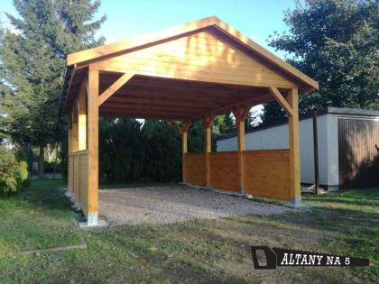 Garagenvordach 3.5m x 5m HOLZÜBERDACHUNG FÜR AUTO BITUMENSCHINDELN