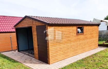  Blechgarage 4,5x6m Metallgarage Schwingtor Satteldach Holzoptik Metalldachziege