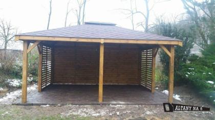 3-ECK HOLZGARTENLAUBE BERLIN AUS KIEFER/ FICHTENHOLZ KLEBEDACH HOLZHAUS 5x4m