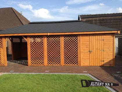 2-ECK GARTENHAUS AUS MASSIVHOLZ HOLZGARTENLAUBE GERÄTESCHUPPEN HANOVER 8x4m