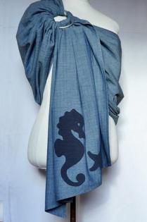 SOMMERLEICHTER Denim Baby Ring Sling Tragetuch Carrier 160-250x70 Jeansblau