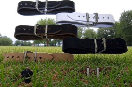 Starke farbige Design Lederriemen mit doppelter Metallschlaufe diversen Abmessun