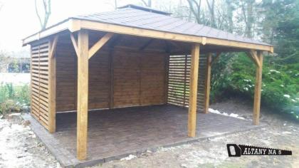 3-ECK HOLZGARTENLAUBE BERLIN AUS KIEFER/ FICHTENHOLZ KLEBEDACH HOLZHAUS 5x4m