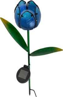 Solartulpe, blau, 60 cm, Glas, warm-weißes LED-Licht