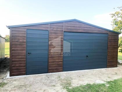 Blechgarage 6x6m Metallgarage Fertiggarage Holzoptik Garage nach Maß GP119