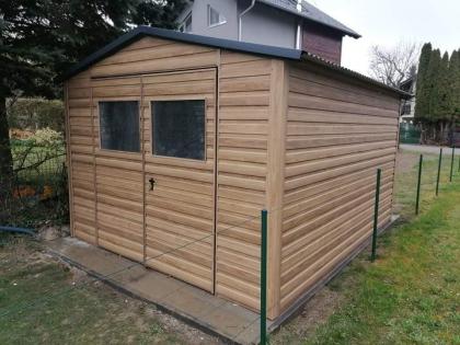 Blechgarage Garage Geräteschupppen 3x4 m verzinkt KFZ Lager Holzoptik