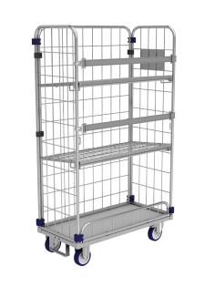 Gitter- Rollcontainer KM für Wäschelogistik in Krankenhäusern.