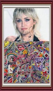 Miley Cyrus Kunstwerk. Collage. Kunstdruck. Signiert. Geschenk. Souvenir. Raritä