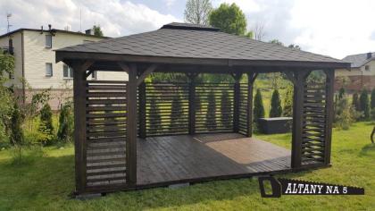 Gartenhaus 5m x 4m Gartenlaube Klebedach mit Holz Pavillon Holzarchitektur