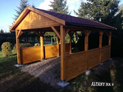Garagenvordach 3.5m x 5m HOLZÜBERDACHUNG FÜR AUTO BITUMENSCHINDELN