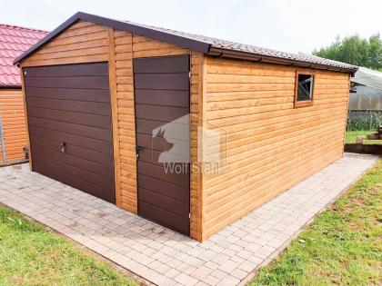  Blechgarage 4,5x6m Metallgarage Schwingtor Satteldach Holzoptik Metalldachziege