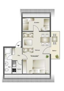 2-Raum FeWo, Büsum 800m zum Strand, ab 59, -EUR