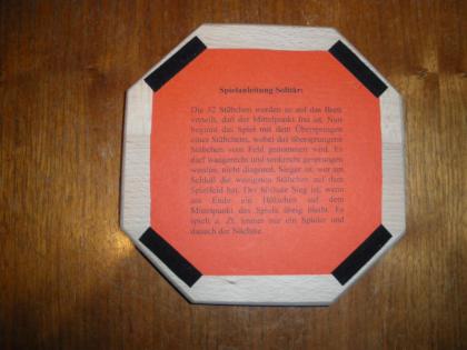 Steckspiel Solitär , aus Holz, Denkspiel für 1 Person