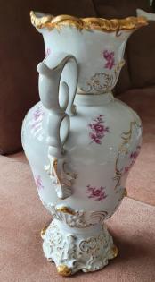 Original Hollohaza Hungary Prunkvase - Amphore Handbemalt Goldverziert 