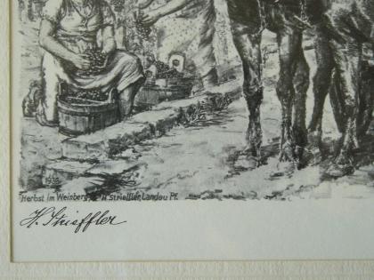 Strieffler Pferdegespann alte Grafik (B083)
