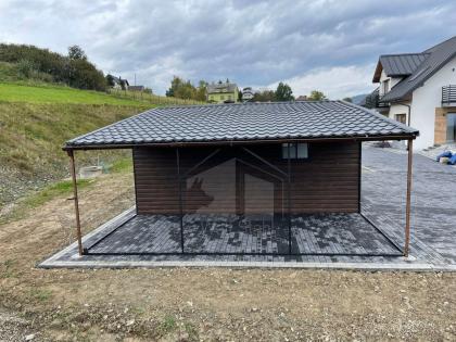 Blechgarage 6x6m Carport und Garage Doppelgarage Holzoptik Metallgarage Metallda