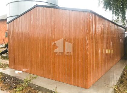 Blechgarage 4x6m Metallgarage Fertiggarage Garage mit Schwingtor Holzoptik GP95