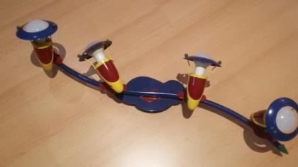 Kinderzimmer Deckenlampe mit 4 Spots, rot gelb blau