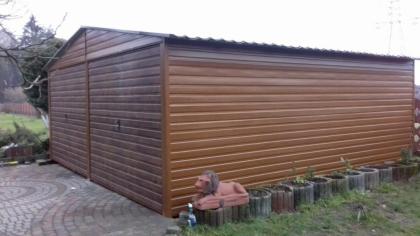 Blechgarage 6x6 mit Satteldach, mit Schwingtoren