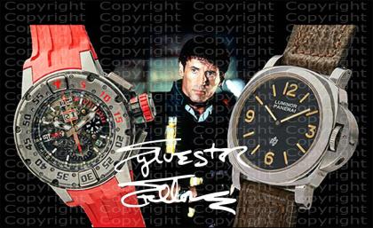 SYLVESTER STALLONE Uhren Collage. Seltenes Kunstwerk. Signiert. Makellos.