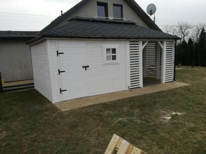 FERIENHAUS 2in1 GARTENHAUS GARTENLAUBE ÜBERDACHUNG KLEBEDACH MIT HOLZ