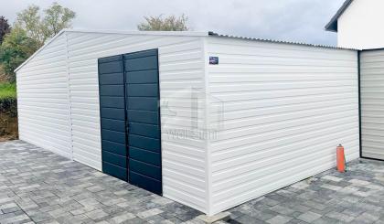  Blechgarage 8x4,5m Garage mit Satteldach Schuppen für Garten Werkzeugschuppen G
