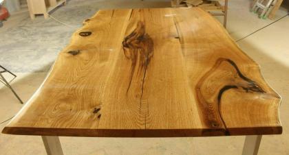 MASSIVER BAUMSTAMM HARZ LACKIERT EICHENTISCH ESSTISCH INDUSTRIAL KÜCHE 140x90x78