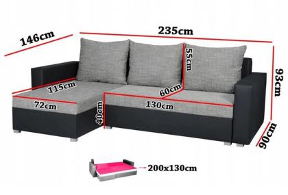 Schlafsofa Wohnzimmersofa Hugo Sofa ausziehbar Ecksofa mit Schlaffunktion