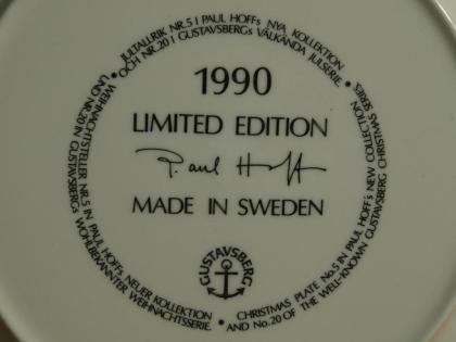 Sammelteller Wandteller Weihnachten Julserie, Nr. 20 1990 Gustavsberg Schweden