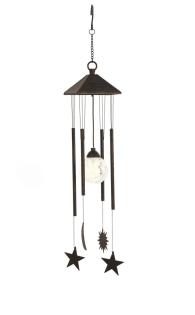 Windspiel Solar Sonne, Mond, Sterne, Glaskugel, 8 cm