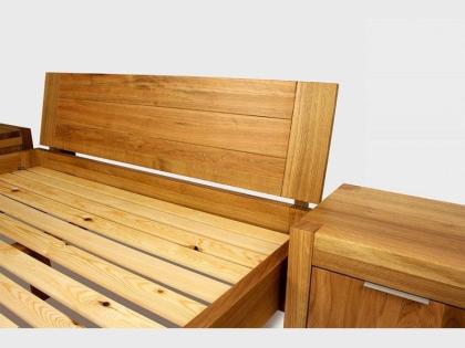 EHEBETT EICHENBETT+LATTENROST+GERIFFELTES KOPFTEIL MASSIVHOLZ 140-200x200cm