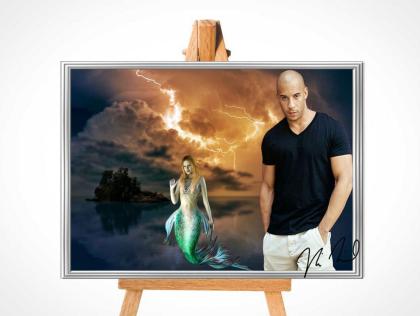 VIN DIESEL Begegnung mit Meerjungfrau.. Blickfang! Zimmerdeko. Geschenkidee. Uni