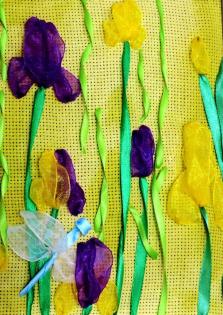 Kunst: Handgemachte dreidimensionale Bandstickerei aus Satin und Chiffon. € 70, 