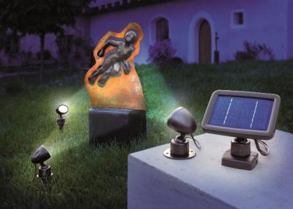 Solar Strahler, 3er-Set, jeweils 3 weiße LED, Dauerlicht