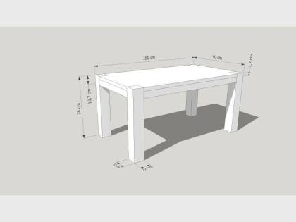 WHITE LUKAS TISCH ESCHENTISCH ESSTISCH LACKIERT MASSIVHOLZ 180x90cmx78cm