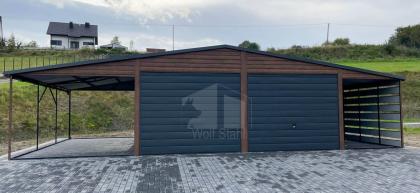 Blechgarage 6x6m Carport und Garage Doppelgarage Holzoptik Metallgarage Metallda
