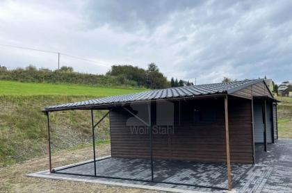 Blechgarage 6x6m Carport und Garage Doppelgarage Holzoptik Metallgarage Metallda